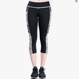 EAST HONG Black/Grey Capri Leggings with Pocket